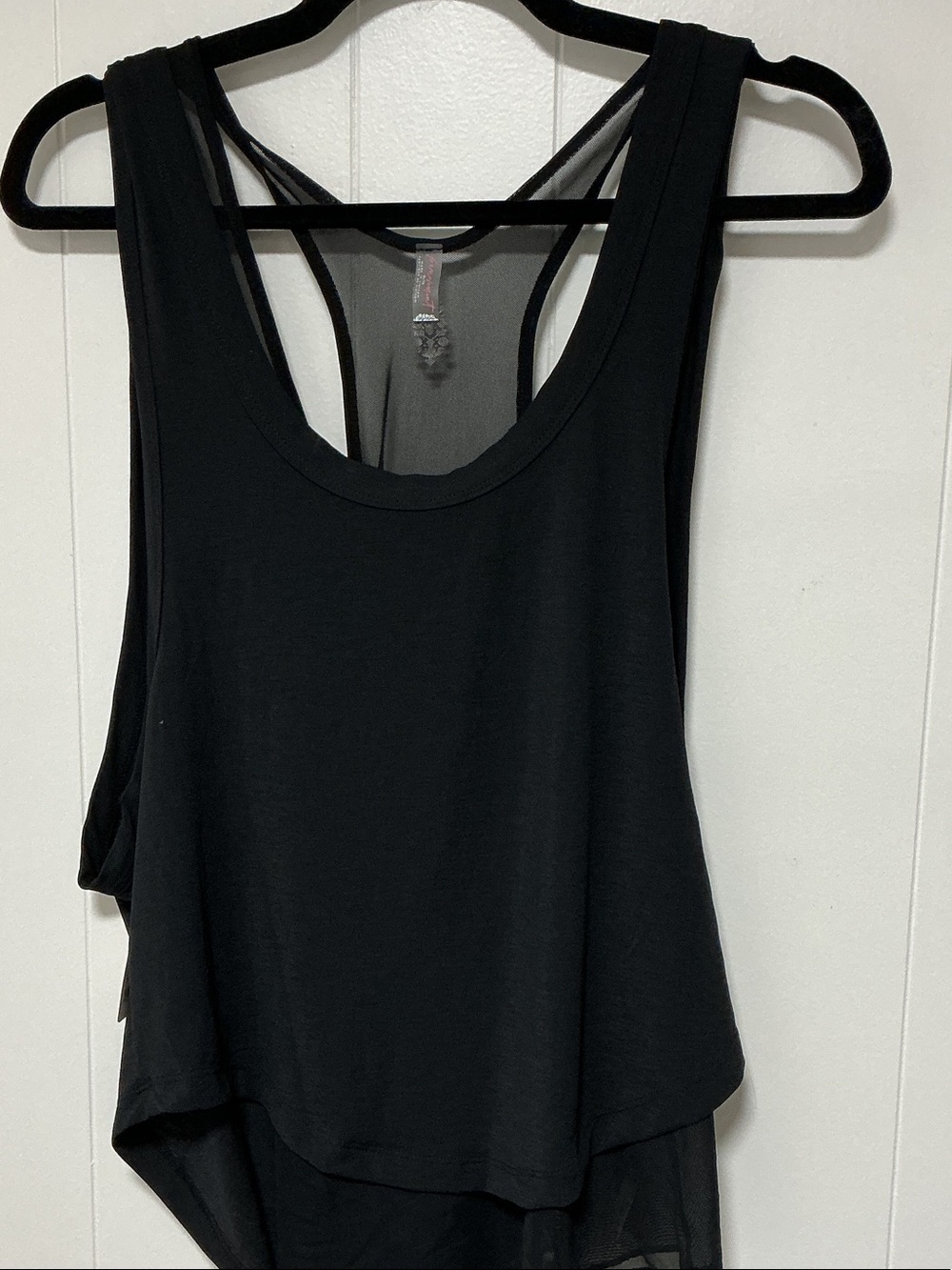Free people Black Women's Layered Mesh Back Tank Top